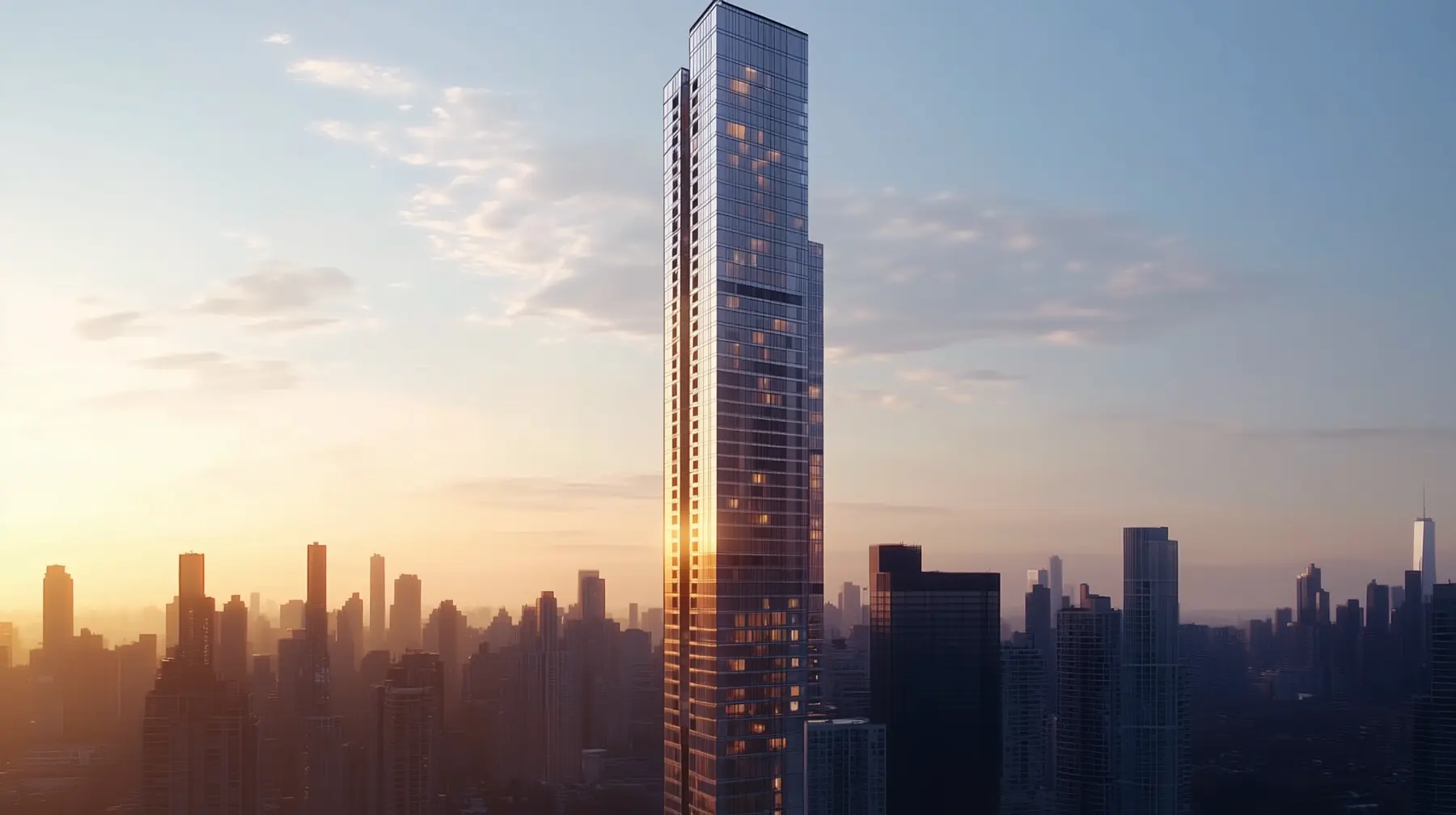 Fotograma cinematográfico de animación arquitectónica para una torre residencial